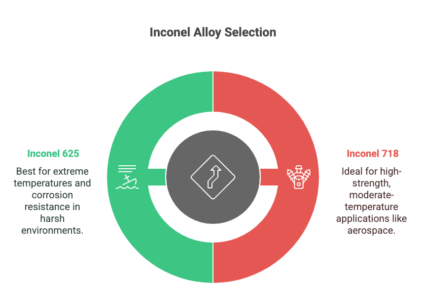 This image shows through visualisation Which inconel sheet alloy to select.